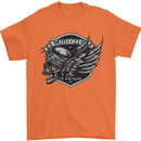 King of the Road Motorcycle Skull Biker Mens T-Shirt Cotton Gildan Orange