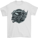 King of the Road Motorcycle Skull Biker Mens T-Shirt Cotton Gildan White