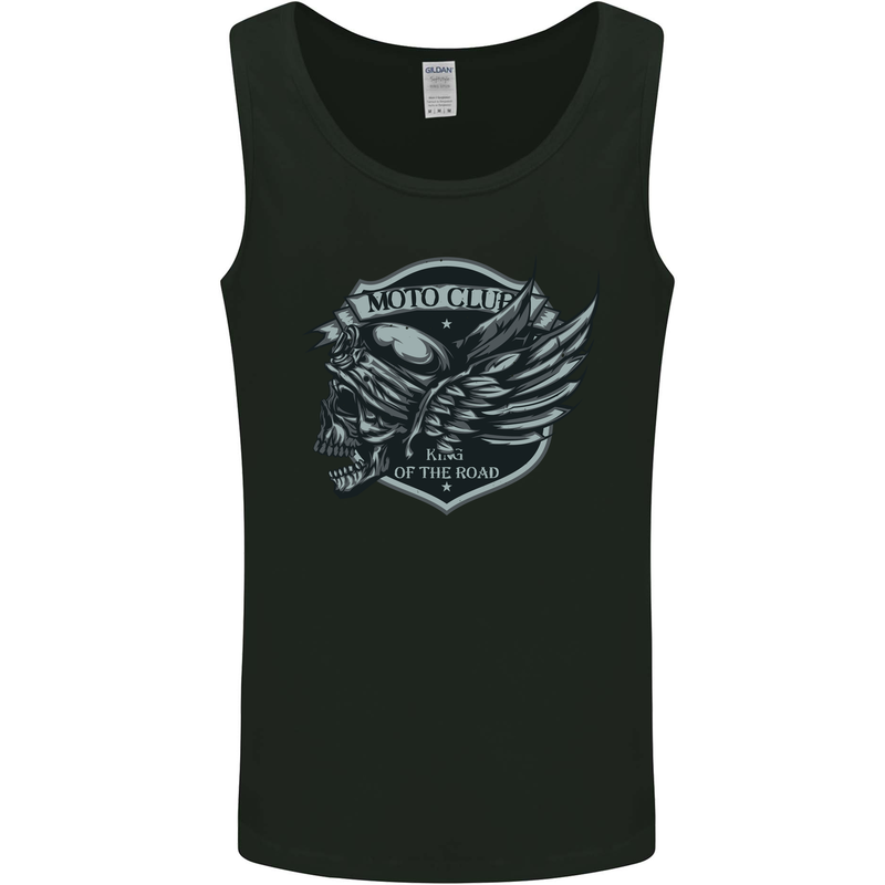 King of the Road Motorcycle Skull Biker Mens Vest Tank Top Black