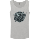King of the Road Motorcycle Skull Biker Mens Vest Tank Top Sports Grey