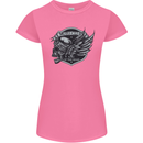 King of the Road Motorcycle Skull Biker Womens Petite Cut T-Shirt Azalea