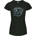 King of the Road Motorcycle Skull Biker Womens Petite Cut T-Shirt Black
