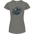 King of the Road Motorcycle Skull Biker Womens Petite Cut T-Shirt Charcoal