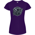 King of the Road Motorcycle Skull Biker Womens Petite Cut T-Shirt Purple