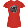 King of the Road Motorcycle Skull Biker Womens Petite Cut T-Shirt Red