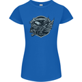 King of the Road Motorcycle Skull Biker Womens Petite Cut T-Shirt Royal Blue