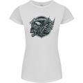 King of the Road Motorcycle Skull Biker Womens Petite Cut T-Shirt White