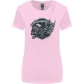 King of the Road Motorcycle Skull Biker Womens Wider Cut T-Shirt Light Pink