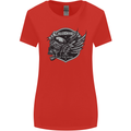 King of the Road Motorcycle Skull Biker Womens Wider Cut T-Shirt Red