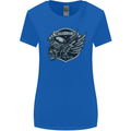 King of the Road Motorcycle Skull Biker Womens Wider Cut T-Shirt Royal Blue