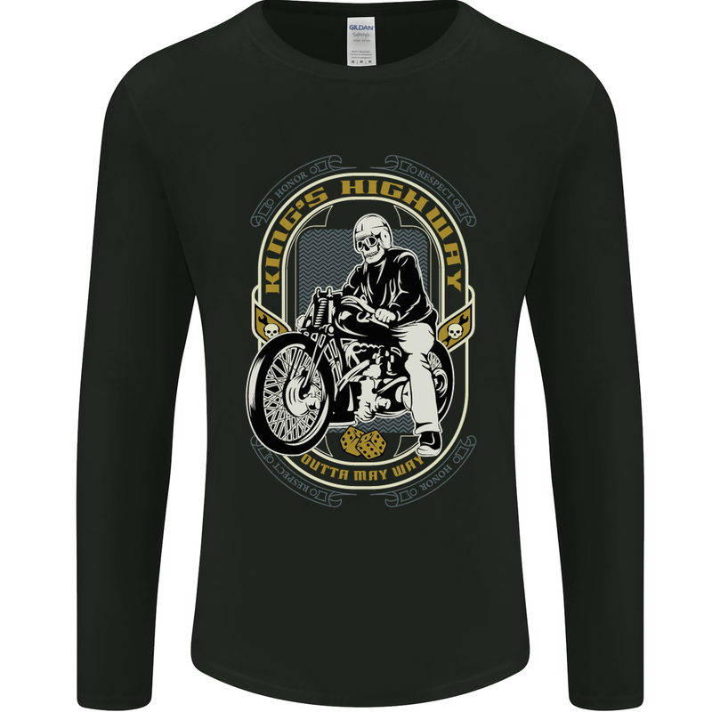 King's Highway Biker Motorcycle Motorbike Mens Long Sleeve T-Shirt Black
