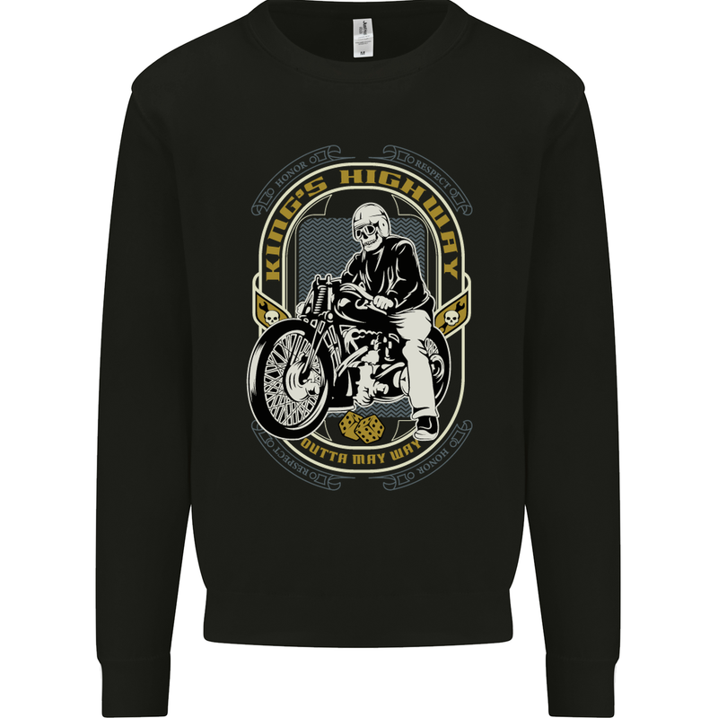 King's Highway Biker Motorcycle Motorbike Mens Sweatshirt Jumper Black