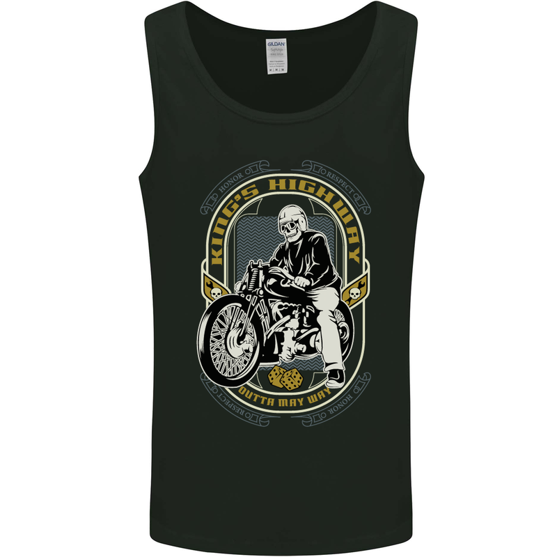 King's Highway Biker Motorcycle Motorbike Mens Vest Tank Top Black
