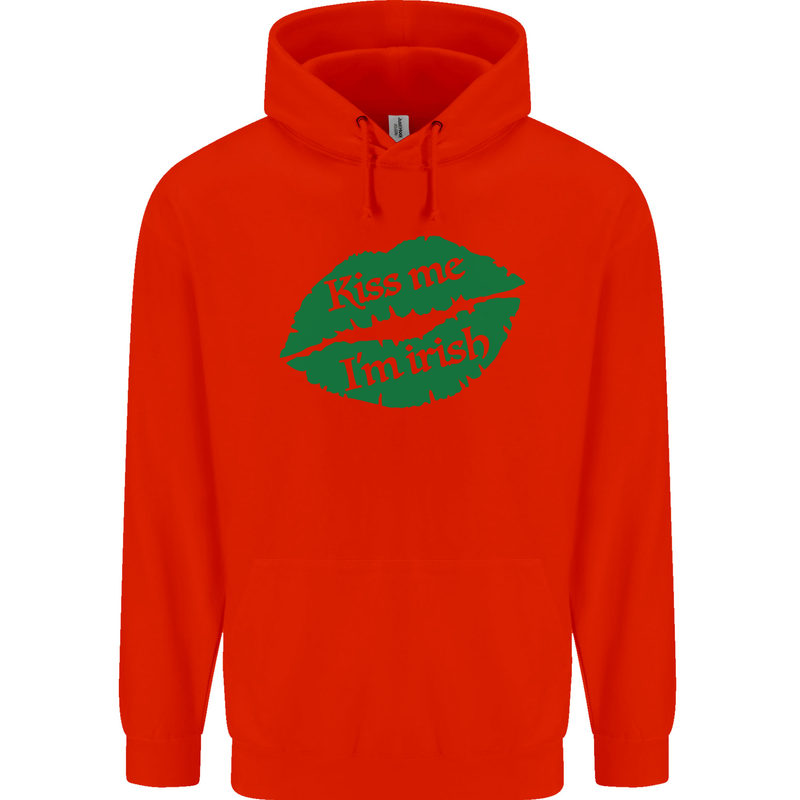 Kiss Me I'm Irish St. Patrick's Day Childrens Kids Hoodie Bright Red