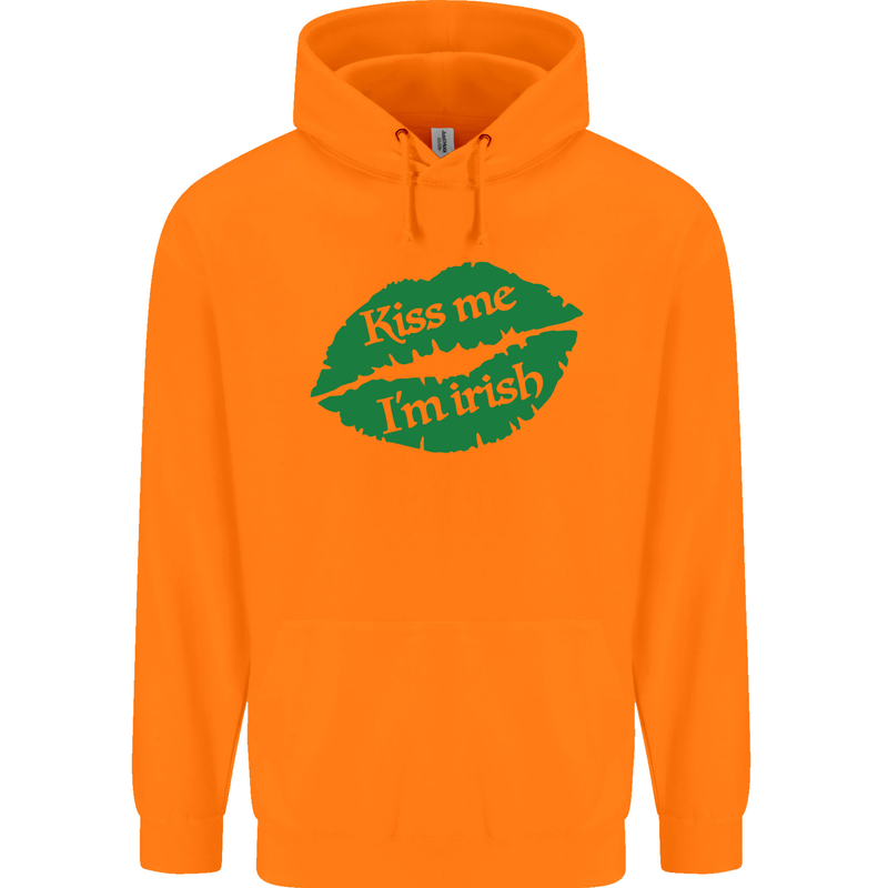 Kiss Me I'm Irish St. Patrick's Day Childrens Kids Hoodie Orange