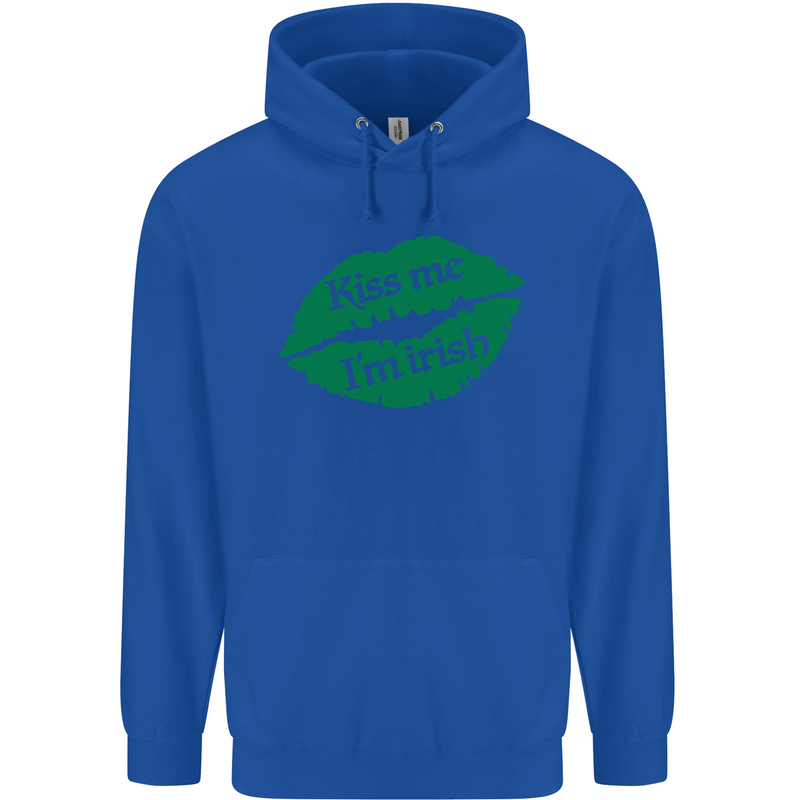 Kiss Me I'm Irish St. Patrick's Day Childrens Kids Hoodie Royal Blue