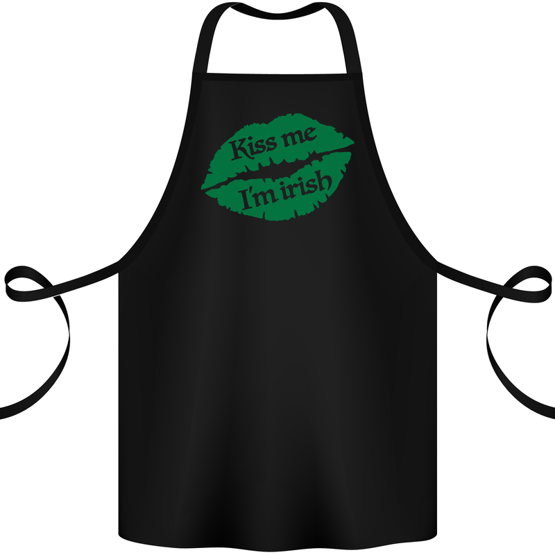 Kiss Me I'm Irish St. Patrick's Day Cotton Apron 100% Organic Black