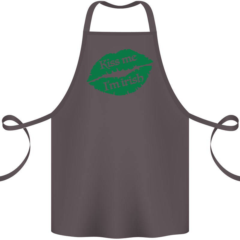 Kiss Me I'm Irish St. Patrick's Day Cotton Apron 100% Organic Dark Grey