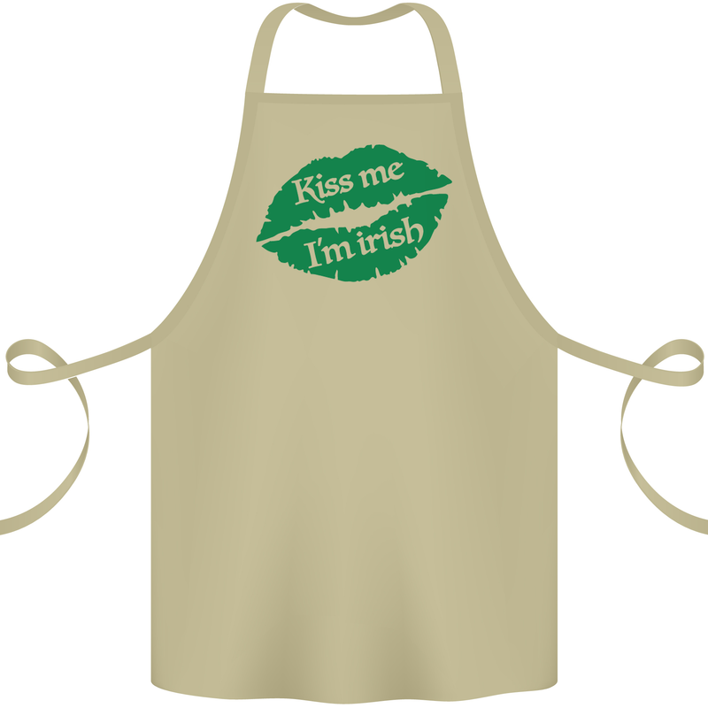 Kiss Me I'm Irish St. Patrick's Day Cotton Apron 100% Organic Khaki