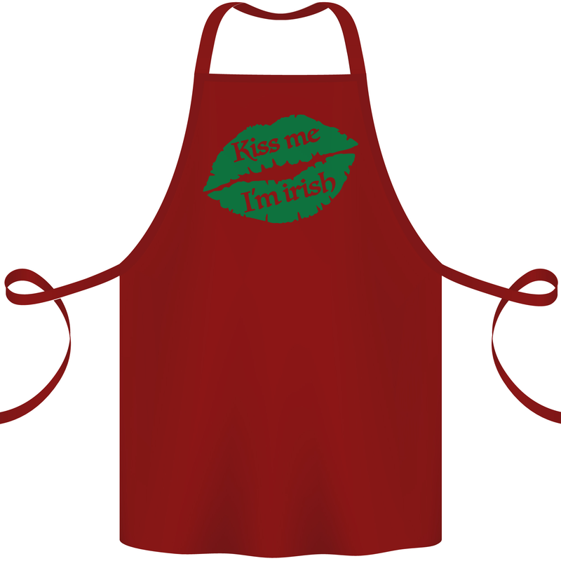 Kiss Me I'm Irish St. Patrick's Day Cotton Apron 100% Organic Maroon