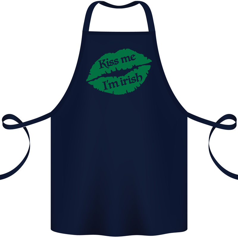 Kiss Me I'm Irish St. Patrick's Day Cotton Apron 100% Organic Navy Blue