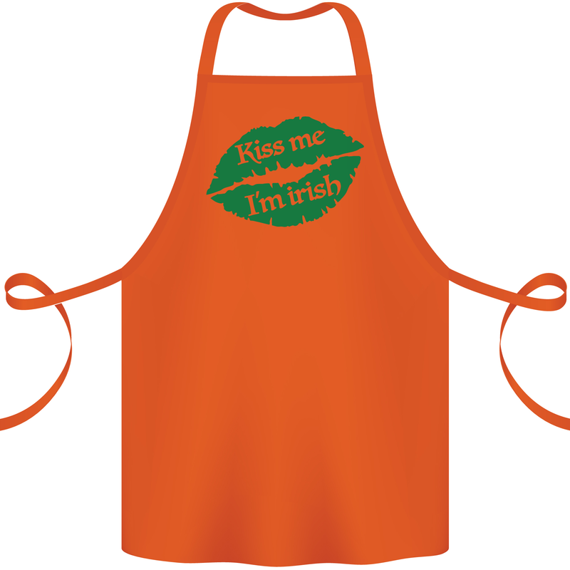 Kiss Me I'm Irish St. Patrick's Day Cotton Apron 100% Organic Orange
