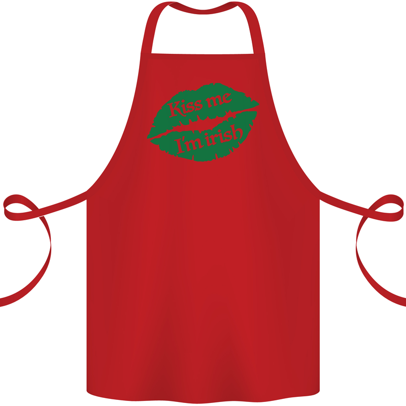 Kiss Me I'm Irish St. Patrick's Day Cotton Apron 100% Organic Red