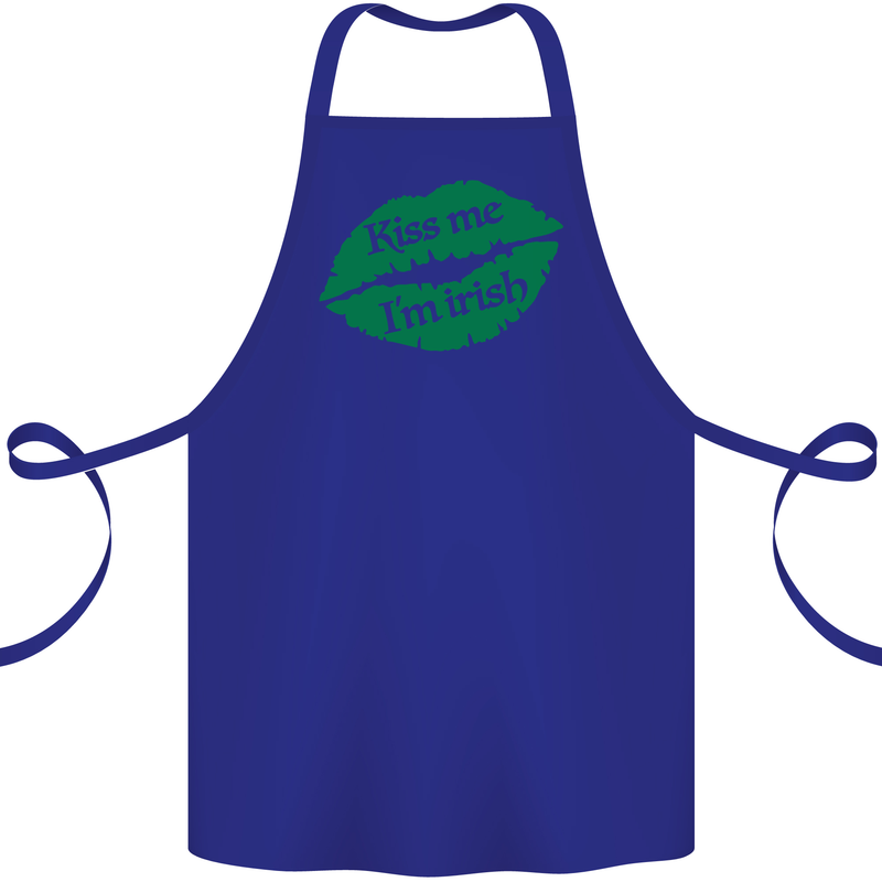 Kiss Me I'm Irish St. Patrick's Day Cotton Apron 100% Organic Royal Blue