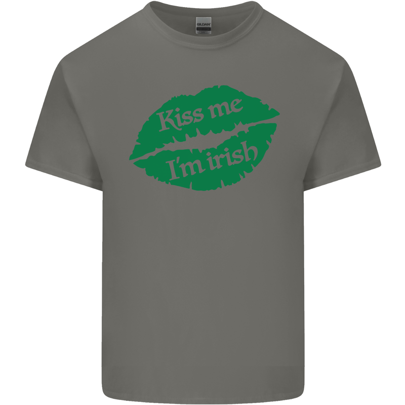 Kiss Me I'm Irish St. Patrick's Day Mens Cotton T-Shirt Tee Top Charcoal