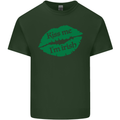 Kiss Me I'm Irish St. Patrick's Day Mens Cotton T-Shirt Tee Top Forest Green