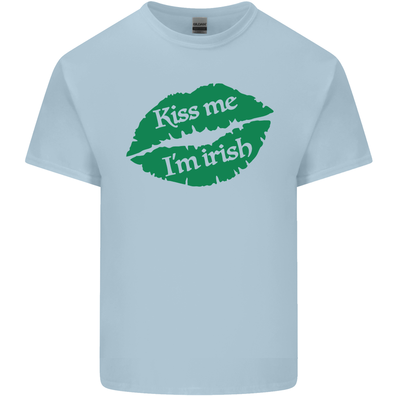 Kiss Me I'm Irish St. Patrick's Day Mens Cotton T-Shirt Tee Top Light Blue