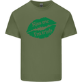 Kiss Me I'm Irish St. Patrick's Day Mens Cotton T-Shirt Tee Top Military Green