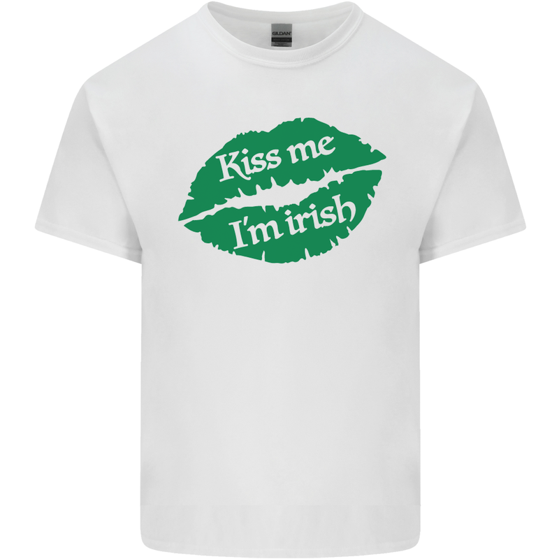 Kiss Me I'm Irish St. Patrick's Day Mens Cotton T-Shirt Tee Top White