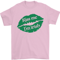 Kiss Me I'm Irish St. Patrick's Day Mens T-Shirt Cotton Gildan Light Pink