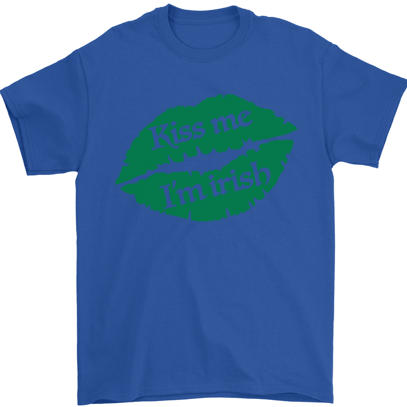 Kiss Me I'm Irish St. Patrick's Day Mens T-Shirt Cotton Gildan Royal Blue