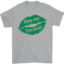 Kiss Me I'm Irish St. Patrick's Day Mens T-Shirt Cotton Gildan Sports Grey