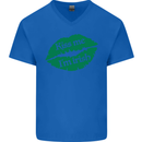 Kiss Me I'm Irish St. Patrick's Day Mens V-Neck Cotton T-Shirt Royal Blue