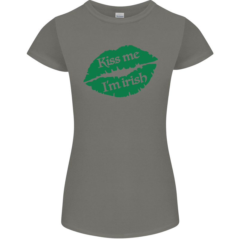 Kiss Me I'm Irish St. Patrick's Day Womens Petite Cut T-Shirt Charcoal