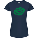 Kiss Me I'm Irish St. Patrick's Day Womens Petite Cut T-Shirt Navy Blue