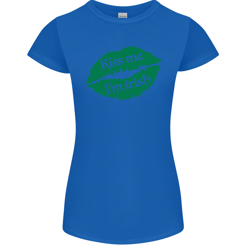 Kiss Me I'm Irish St. Patrick's Day Womens Petite Cut T-Shirt Royal Blue