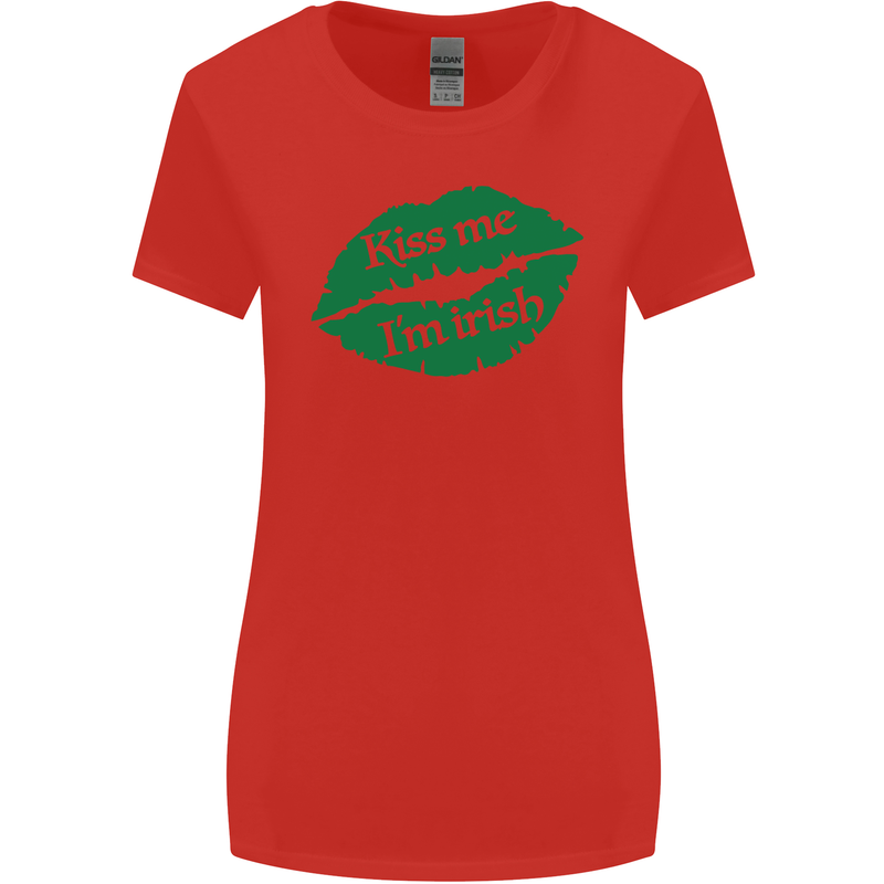 Kiss Me I'm Irish St. Patrick's Day Womens Wider Cut T-Shirt Red