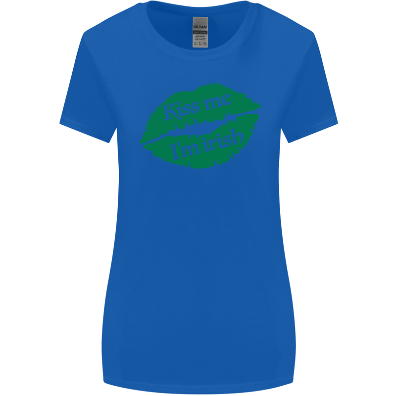 Kiss Me I'm Irish St. Patrick's Day Womens Wider Cut T-Shirt Royal Blue