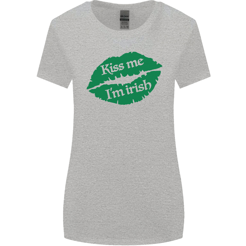 Kiss Me I'm Irish St. Patrick's Day Womens Wider Cut T-Shirt Sports Grey