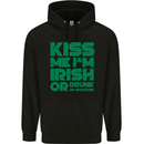 Kiss Me I'm Irish or Drunk St Patricks Day Childrens Kids Hoodie Black