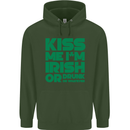 Kiss Me I'm Irish or Drunk St Patricks Day Childrens Kids Hoodie Forest Green