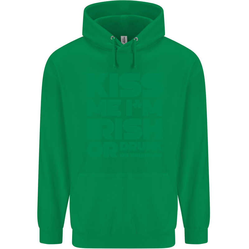 Kiss Me I'm Irish or Drunk St Patricks Day Childrens Kids Hoodie Irish Green