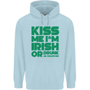 Kiss Me I'm Irish or Drunk St Patricks Day Childrens Kids Hoodie Light Blue
