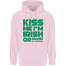 Kiss Me I'm Irish or Drunk St Patricks Day Childrens Kids Hoodie Light Pink