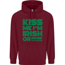 Kiss Me I'm Irish or Drunk St Patricks Day Childrens Kids Hoodie Maroon