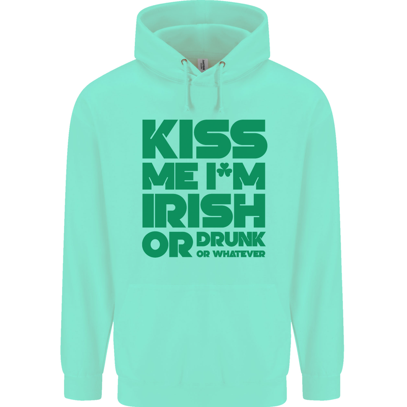 Kiss Me I'm Irish or Drunk St Patricks Day Childrens Kids Hoodie Peppermint